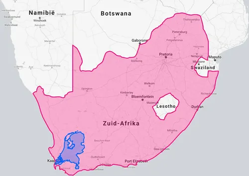 Zo groot is Zuid Afrika