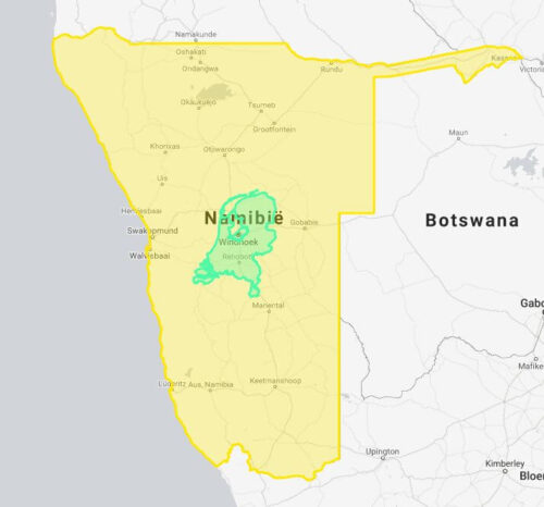 Zo groot is Namibië