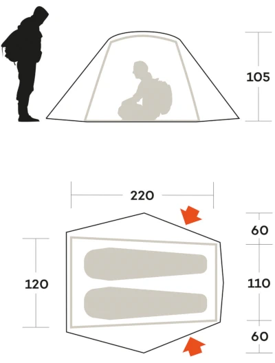 Ferrino Hekla 2 afmetingen