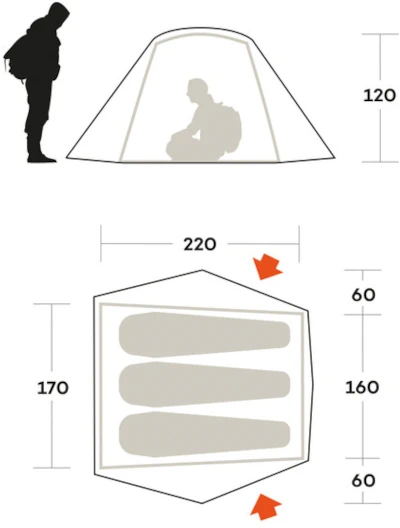 Ferrino Hekla 3 afmetingen